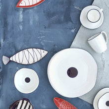 Load image into Gallery viewer, 12-Inch White Serving Plate with Decorative Blue Dot: Single Plate