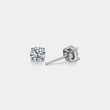 Load image into Gallery viewer, Four-Prong Moissanite Stud Earrings in 925 Sterling Silver: 1.0 ct