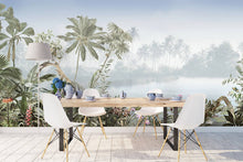 Load image into Gallery viewer, Retro Jungle Lake Landscape Removable Wallpaper: Peel and Stick Vinyl / SAMPLE - (W:15" x H:9")