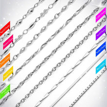 Load image into Gallery viewer, Box Cable Singapore Necklace Chain in 925 Sterling Silver: 50 Centimeters / Cable Chain