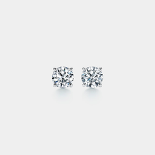 Load image into Gallery viewer, Four-Prong Moissanite Stud Earrings in 925 Sterling Silver: 1.0 ct
