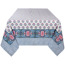 Load image into Gallery viewer, Flower Block Print Tablecloth 90 x 60 inches