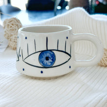Load image into Gallery viewer, Handmade Evil Eye Coffee Mug, Hygee Self Care Gift: Only Mug
