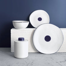 Load image into Gallery viewer, 12-Inch White Serving Plate with Decorative Blue Dot: Single Plate