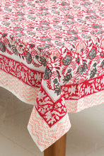 Load image into Gallery viewer, Red Floral Tablecloth