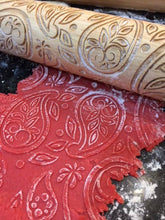Load image into Gallery viewer, Embossed Paisley Rolling Pin – Pottery & Baking