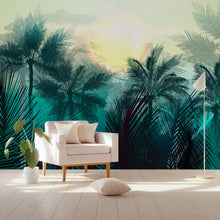 Load image into Gallery viewer, Palm Tree Tropical Jungle Forest Removable Wallpaper: Peel and Stick Vinyl / SAMPLE - (W:15" x H:9")