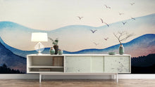 Load image into Gallery viewer, Watercolor Landscape Mountain Removable Wallpaper: Peel and Stick Vinyl / SAMPLE - (W:15" x H:9")