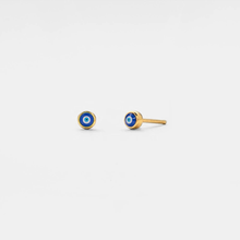 Load image into Gallery viewer, Turkish Evil Eye Nazar Stud Earrings in 925 Sterling Silver: Silver