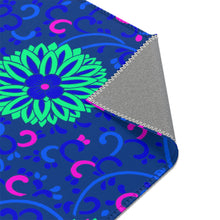 Load image into Gallery viewer, Aqua and Pink Flowers On Royal Blue Area Rugs
