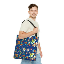 Load image into Gallery viewer, French Flower's In Blue Tote Bag