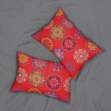 Load image into Gallery viewer, Colorful Arabesque Patterned Lumbar Pillow in Red