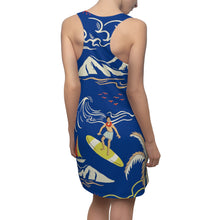 Load image into Gallery viewer, Surf's Up Print Women's Racerback Dress In Blue