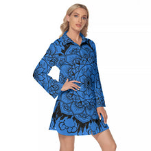 Load image into Gallery viewer, Minnie Mouse Mandala Women's Lapel Shirt Dress With Long Sleeve