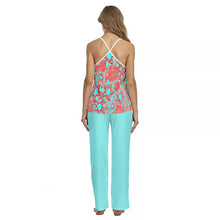 Load image into Gallery viewer, Daniel's Tropical Flowers in Red and Teal Women's Cami Pajamas Sets