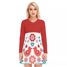 Load image into Gallery viewer, Love Birds Women's V-neck Long Sleeve Dress