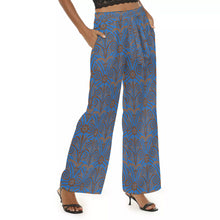 Load image into Gallery viewer, Ancient Greek Floral Pattern Women's Casual Straight-leg Pants in Blue