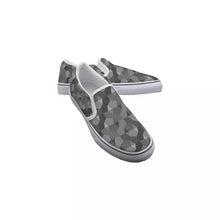 Load image into Gallery viewer, Shades of Gray Geometric Pattern Men's Slip On Sneakers