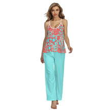 Load image into Gallery viewer, Daniel's Tropical Flowers in Red and Teal Women's Cami Pajamas Sets