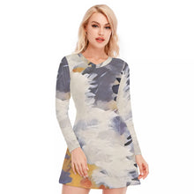 Load image into Gallery viewer, Abstract Floral Women's V-neck Long Sleeve Dress