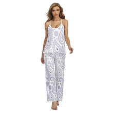 Load image into Gallery viewer, Blue Paisley on White Women's Cami Pajamas Sets