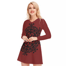Load image into Gallery viewer, Corset Affect Mandala Print Women's V-neck Long Sleeve Dress
