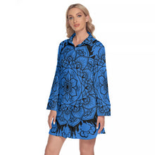Load image into Gallery viewer, Minnie Mouse Mandala Women's Lapel Shirt Dress With Long Sleeve