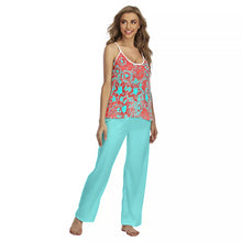 Load image into Gallery viewer, Daniel's Tropical Flowers in Red and Teal Women's Cami Pajamas Sets