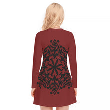 Load image into Gallery viewer, Corset Affect Mandala Print Women's V-neck Long Sleeve Dress