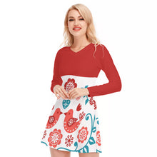 Load image into Gallery viewer, Love Birds Women's V-neck Long Sleeve Dress