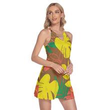 Load image into Gallery viewer, Tropical Leaves Necklace Dress in Brown