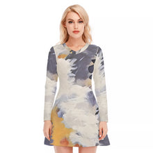 Load image into Gallery viewer, Abstract Floral Women's V-neck Long Sleeve Dress