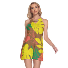 Load image into Gallery viewer, Tropical Leaves Necklace Dress in Brown