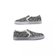Load image into Gallery viewer, Shades of Gray Geometric Pattern Men's Slip On Sneakers