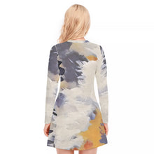 Load image into Gallery viewer, Abstract Floral Women's V-neck Long Sleeve Dress
