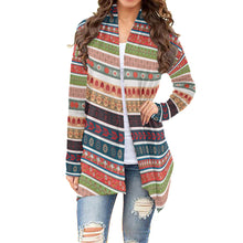 Load image into Gallery viewer, Mixed Patterns In Dark Colors Long Sleeve Cardigan Sweater