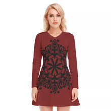 Load image into Gallery viewer, Corset Affect Mandala Print Women's V-neck Long Sleeve Dress