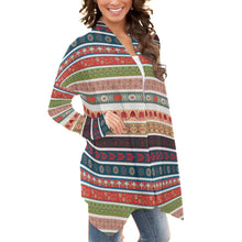 Load image into Gallery viewer, Mixed Patterns In Dark Colors Long Sleeve Cardigan Sweater