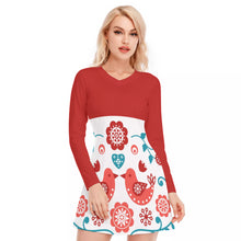 Load image into Gallery viewer, Love Birds Women's V-neck Long Sleeve Dress