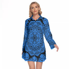 Load image into Gallery viewer, Minnie Mouse Mandala Women's Lapel Shirt Dress With Long Sleeve