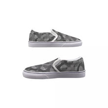 Load image into Gallery viewer, Shades of Gray Geometric Pattern Men's Slip On Sneakers