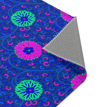 Load image into Gallery viewer, Aqua and Pink Flowers On Royal Blue Area Rugs