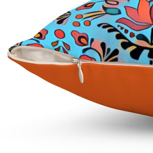 Φόρτωση εικόνας στο πρόγραμμα προβολής συλλογής, Ουγγρικό floral τετραγωνικό μαξιλάρι στο μπλε