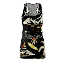 Load image into Gallery viewer, Surf's Up Print Women's Racerback Dress In Black