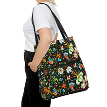 Load image into Gallery viewer, French Flower's In Black Tote Bag