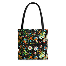 Load image into Gallery viewer, French Flower's In Black Tote Bag
