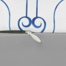 Load image into Gallery viewer, Blue and White Cross and Flower Lumbar Pillow