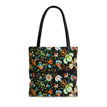 Load image into Gallery viewer, French Flower's In Black Tote Bag