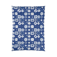 Load image into Gallery viewer, Blue and White Mosaic Tile Comforter