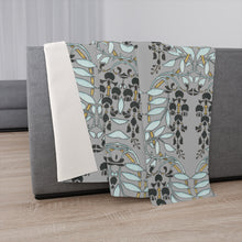 Load image into Gallery viewer, Floral Chandelier Sherpa Blanket in Grey and Teal